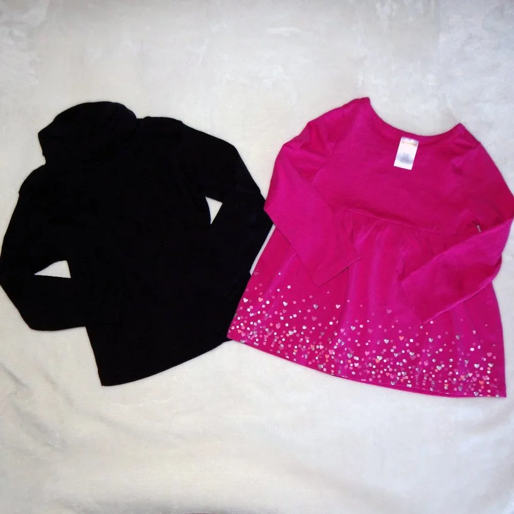 Bundle of 2 Girls Long Sleeve tops Pink & Black Size 2T Gymboree & Carters